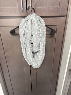 Light Gray Infinity Scarf with White Dot Print